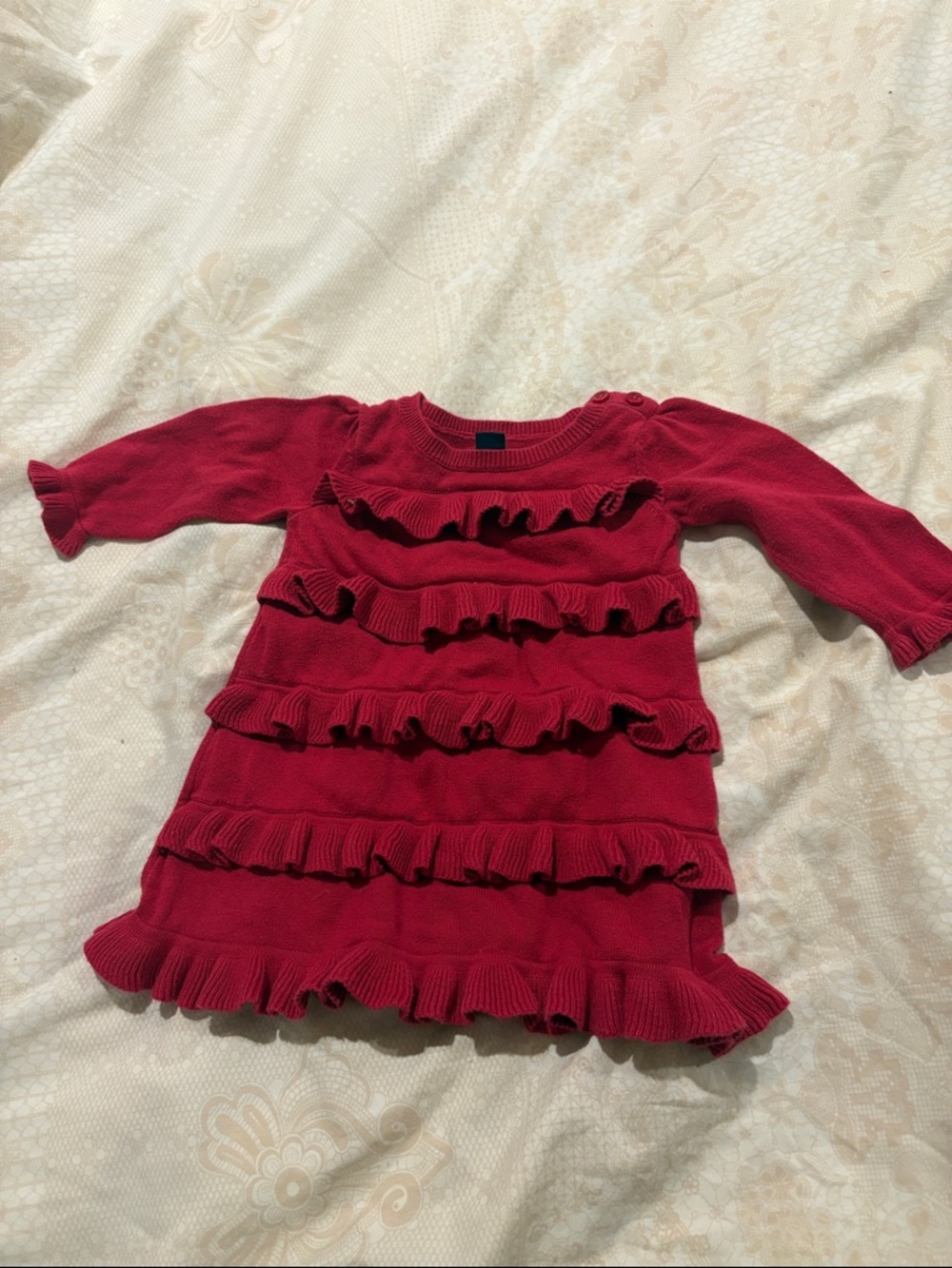 GAP Red Ruffle Knit Kids Dress